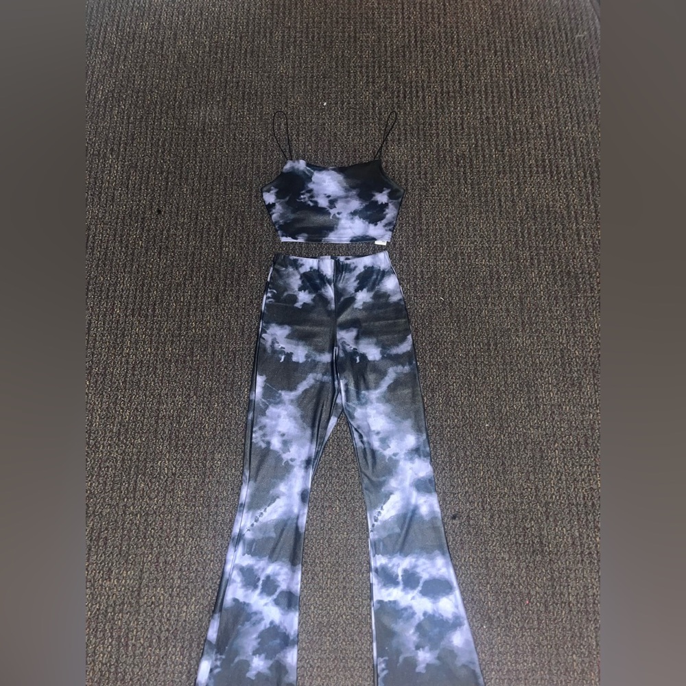Top shop Lighting Tie Dye flared pant set